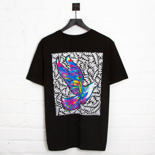 Doodle Dove Back Print - Tshirt - Black