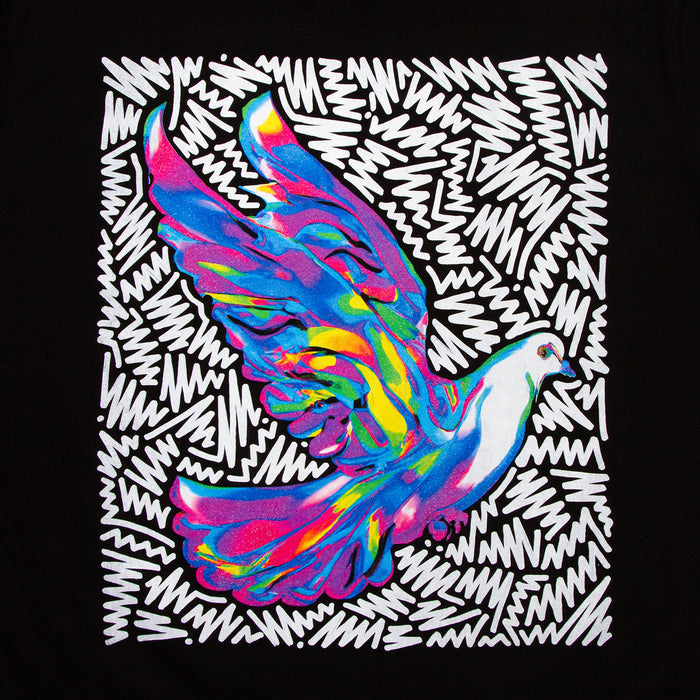 Doodle Dove Back Print - Tshirt - Black
