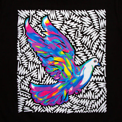 Doodle Dove Back Print - Tshirt - Black