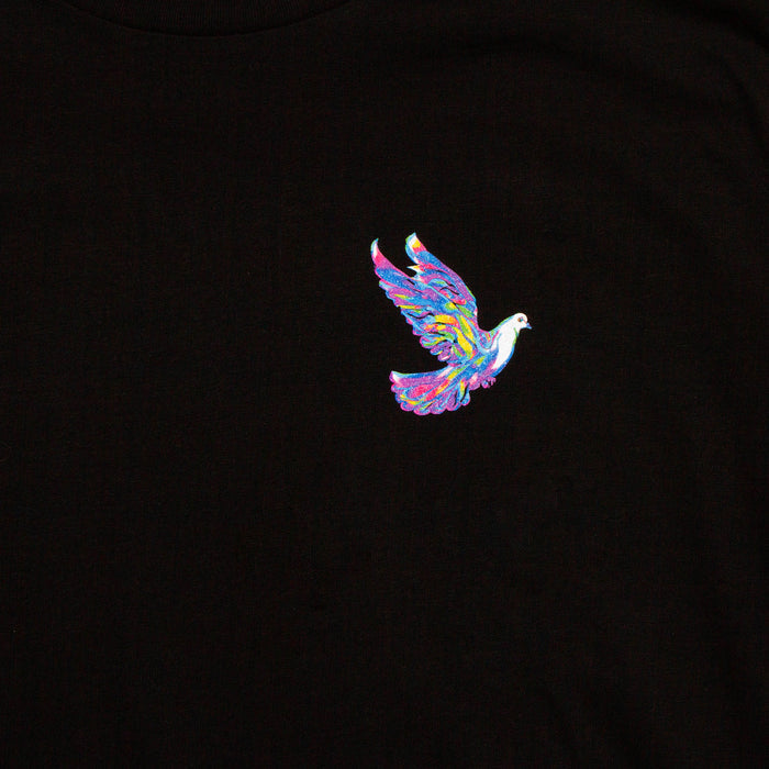 Doodle Dove Back Print - Tshirt - Black