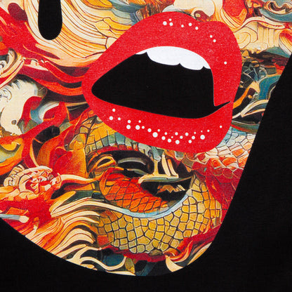 Droplet Face 011 Back Print - Tshirt - Black