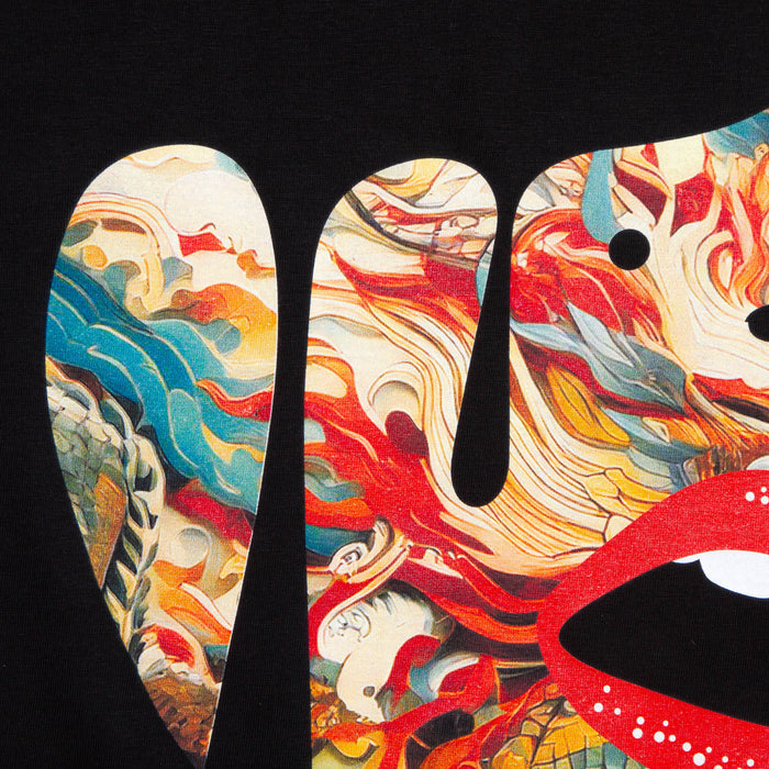 Droplet Face 011 Back Print - Tshirt - Black