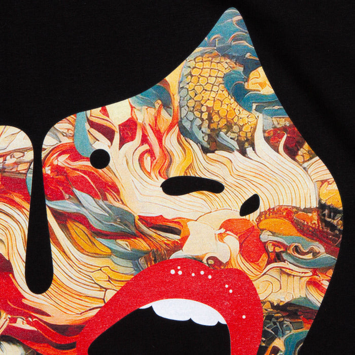 Droplet Face 011 Back Print - Tshirt - Black
