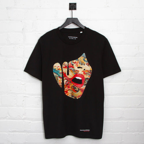 Droplet Face 011 Front Print - Tshirt - Black