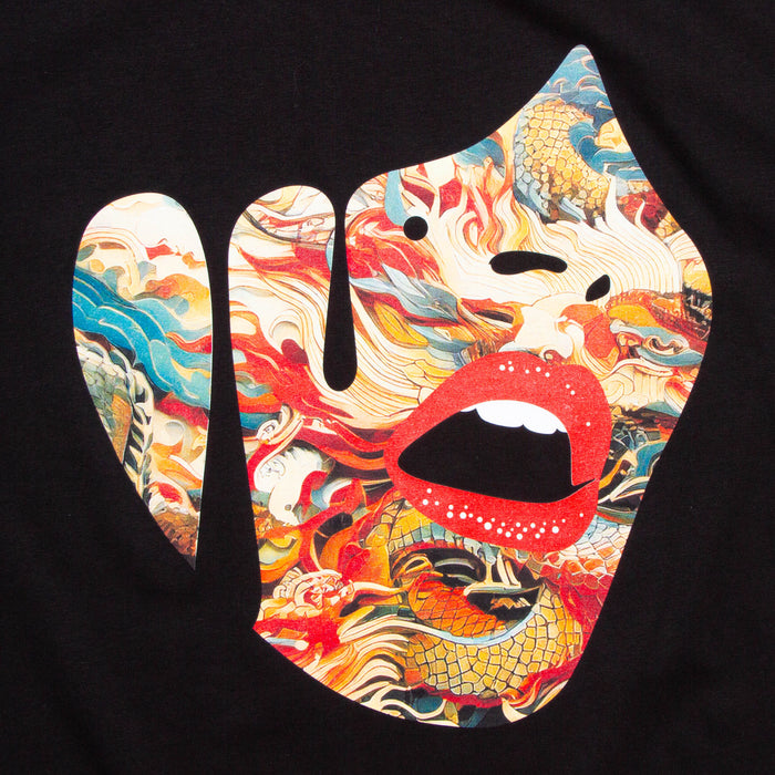 Droplet Face 011 Front Print - Tshirt - Black