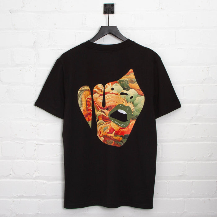 Droplet Face 012 Back Print - Tshirt - Black