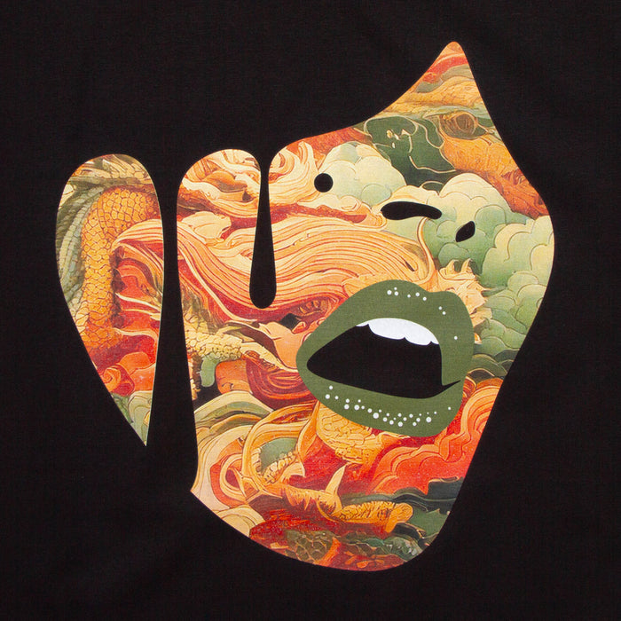 Droplet Face 012 Back Print - Tshirt - Black