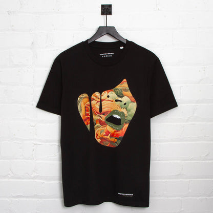 Droplet Face 012 Front Print - Tshirt - Black