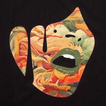 Droplet Face 012 Front Print - Tshirt - Black