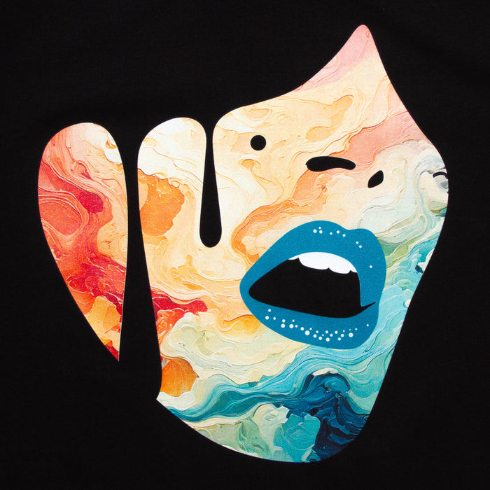 Droplet Face 014 Front Print - Tshirt - Black
