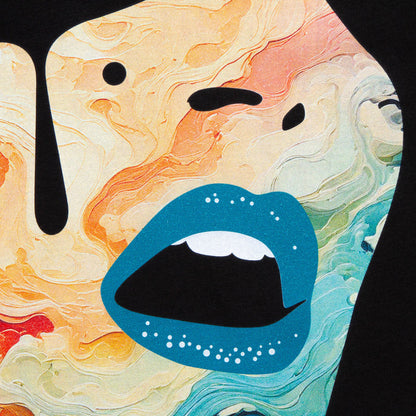 Droplet Face 014 Front Print - Tshirt - Black