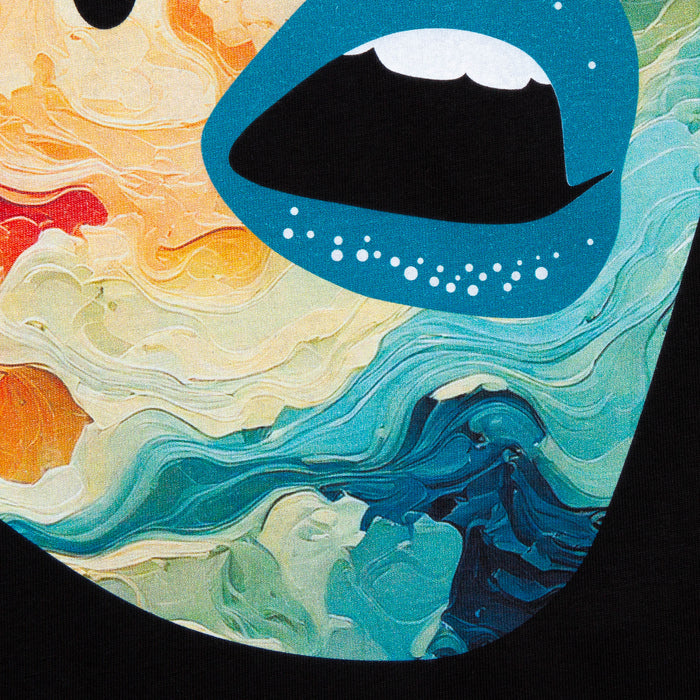 Droplet Face 014 Front Print - Tshirt - Black