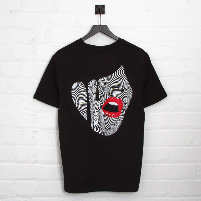 Droplet Face 015 Back Print - Tshirt - Black