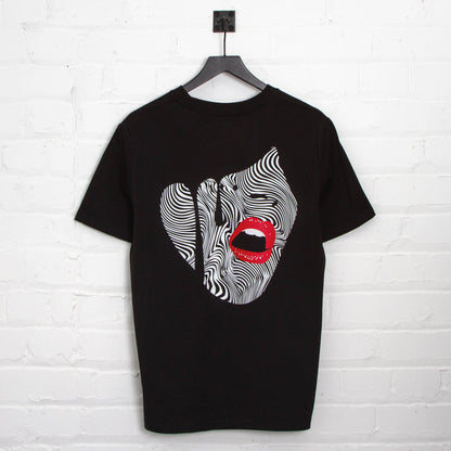 Droplet Face 015 Back Print - Tshirt - Black