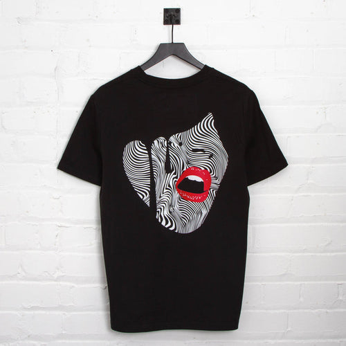Droplet Face 015 Back Print - Tshirt - Black