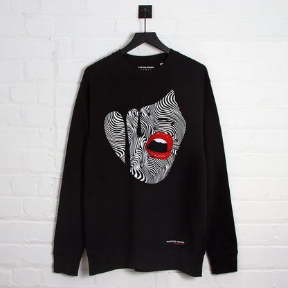 Droplet Face 015 Front Print - Sweatshirt - Black