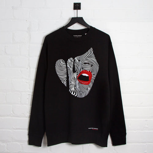 Droplet Face 015 Front Print - Sweatshirt - Black