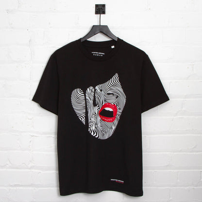 Droplet Face 015 Front Print - Tshirt - Black