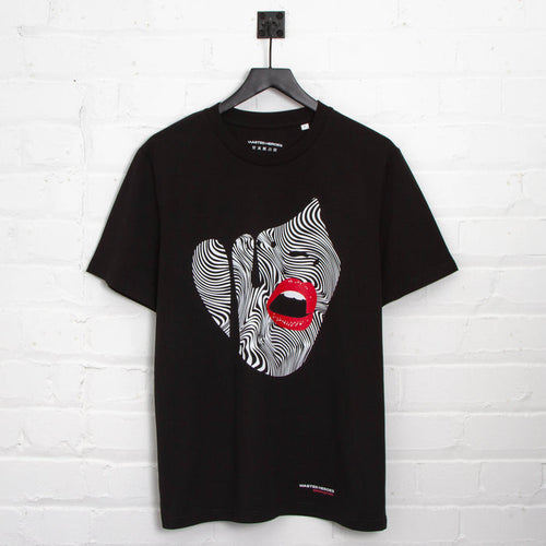 Droplet Face 015 Front Print - Tshirt - Black