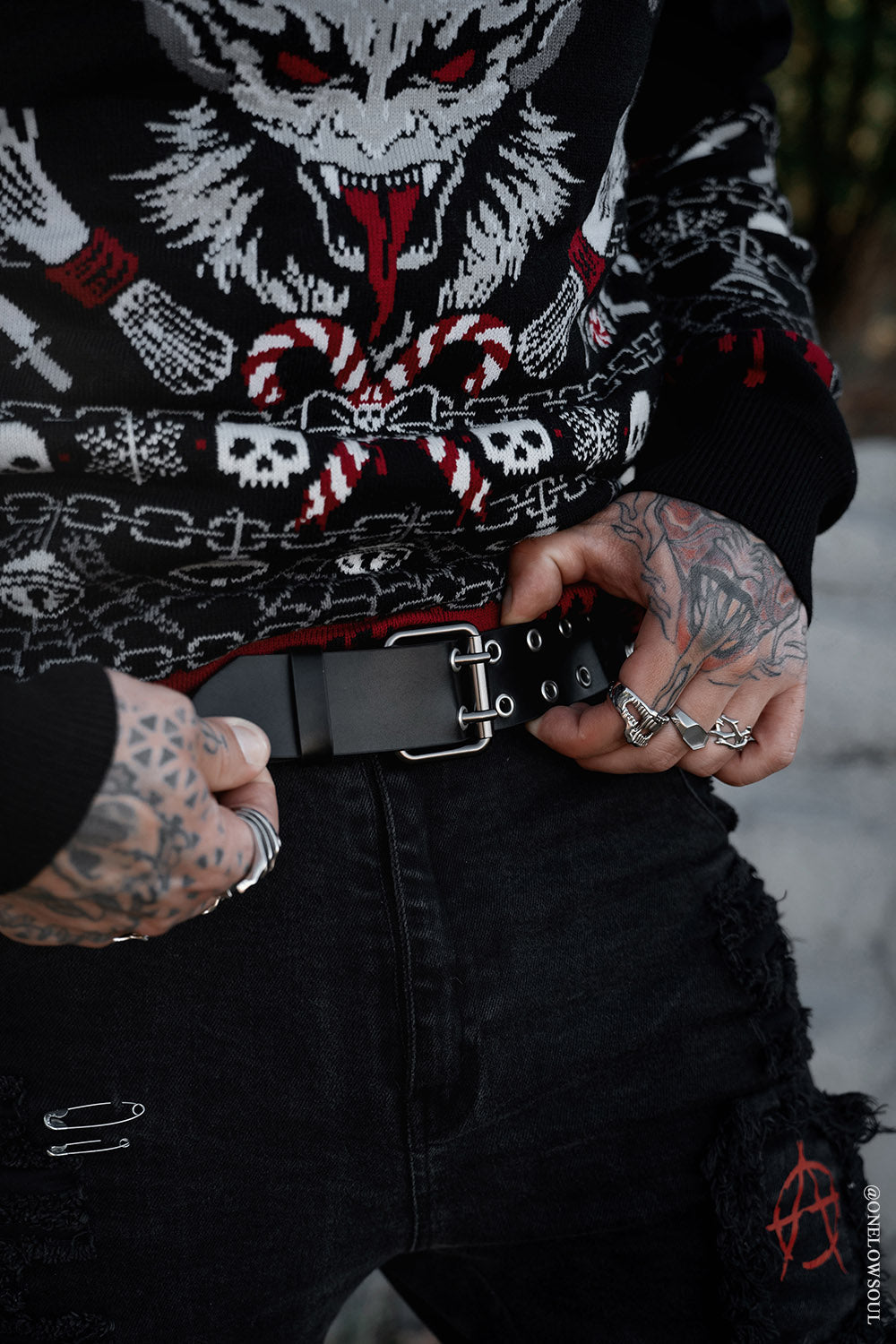 Citadel Pyramid Stud Belt [Genuine Leather]