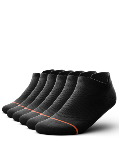 Flagship Black Athletic Ankle Socks 6-Pack