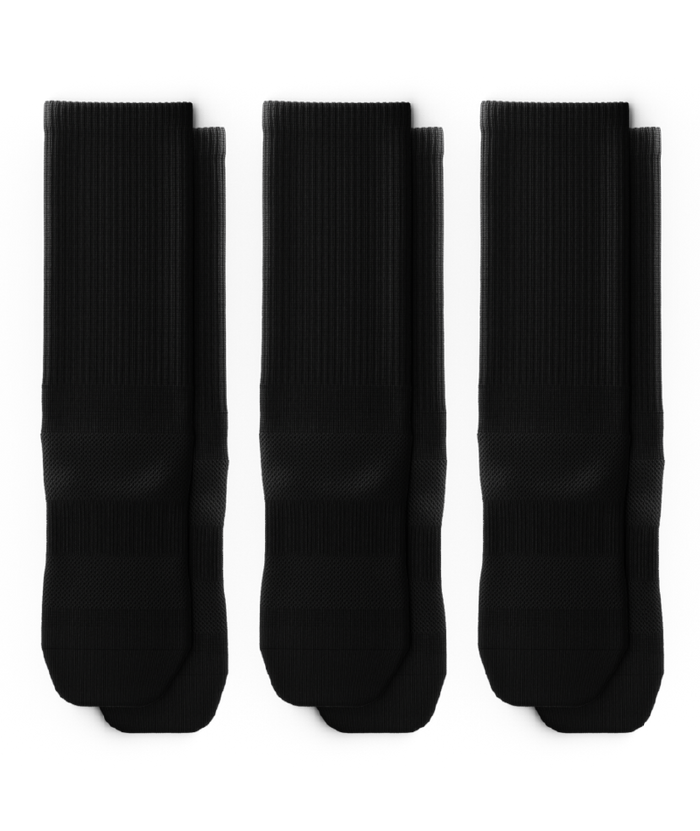 Flagship Black Athletic Crew Socks V1 3-Pack