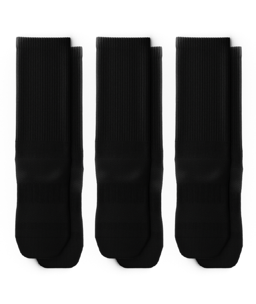 Flagship Black Athletic Crew Socks V1 3-Pack