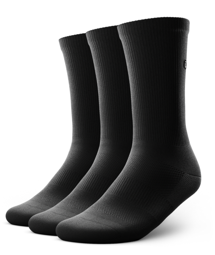 Flagship Black Athletic Crew Socks V1 3-Pack