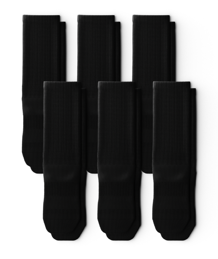 Flagship Black Athletic Crew Socks V1 6-Pack