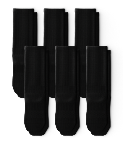 Flagship Black Athletic Crew Socks V1 6-Pack