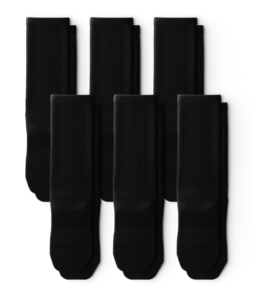 Flagship Black Athletic Crew Socks V1 6-Pack