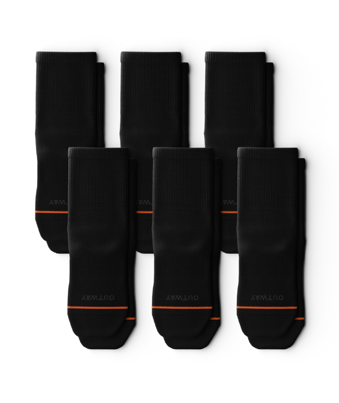 Flagship Black Athletic Quarter Socks 6-Pack