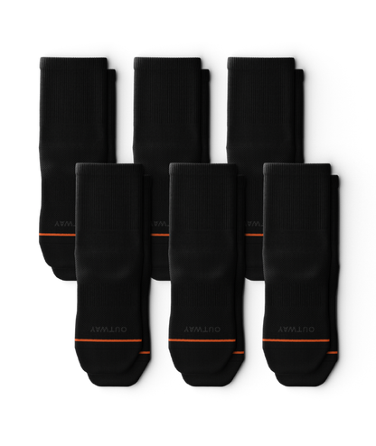 Flagship Black Athletic Quarter Socks 6-Pack