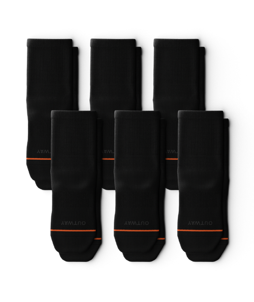 Flagship Black Athletic Quarter Socks 6-Pack