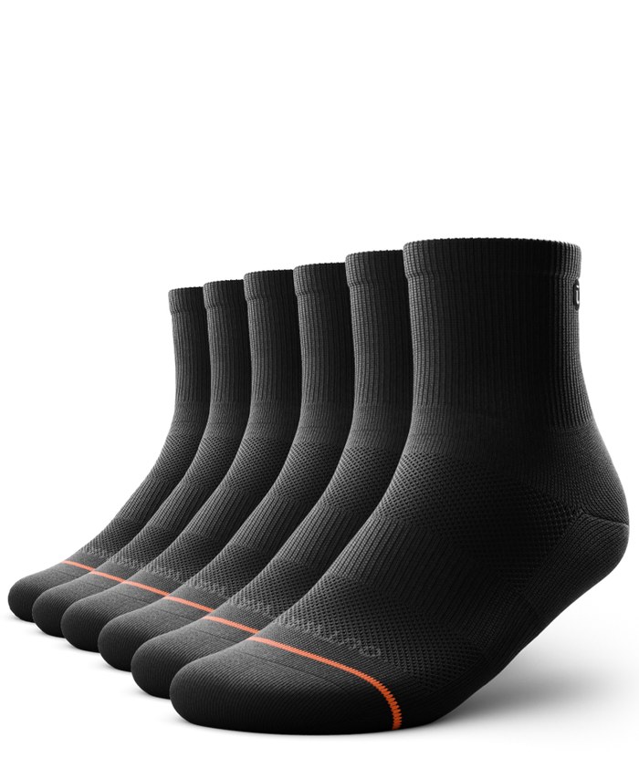 Flagship Black Athletic Quarter Socks 6-Pack