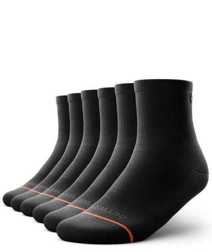 Flagship Black Athletic Quarter Socks 6-Pack