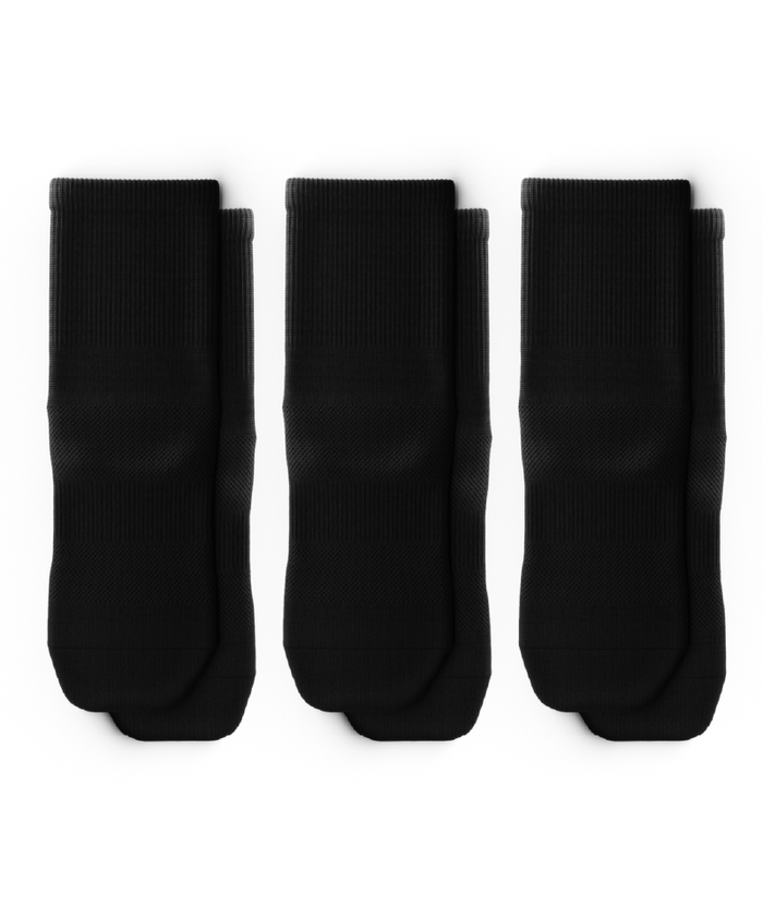 Flagship Black Athletic Quarter Socks V1 3-Pack