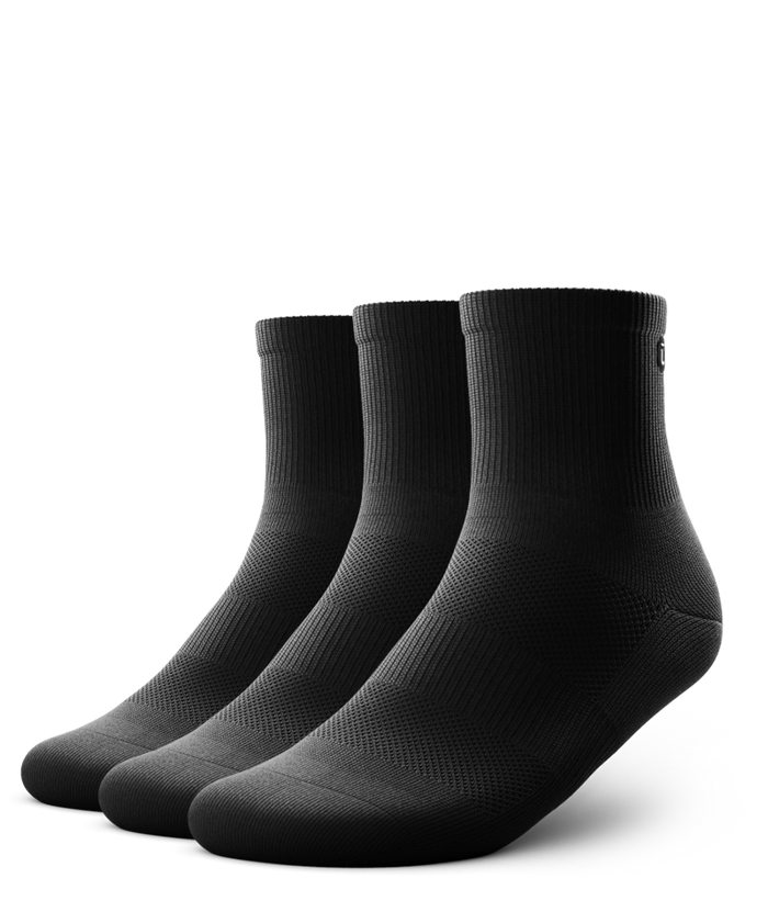Flagship Black Athletic Quarter Socks V1 3-Pack