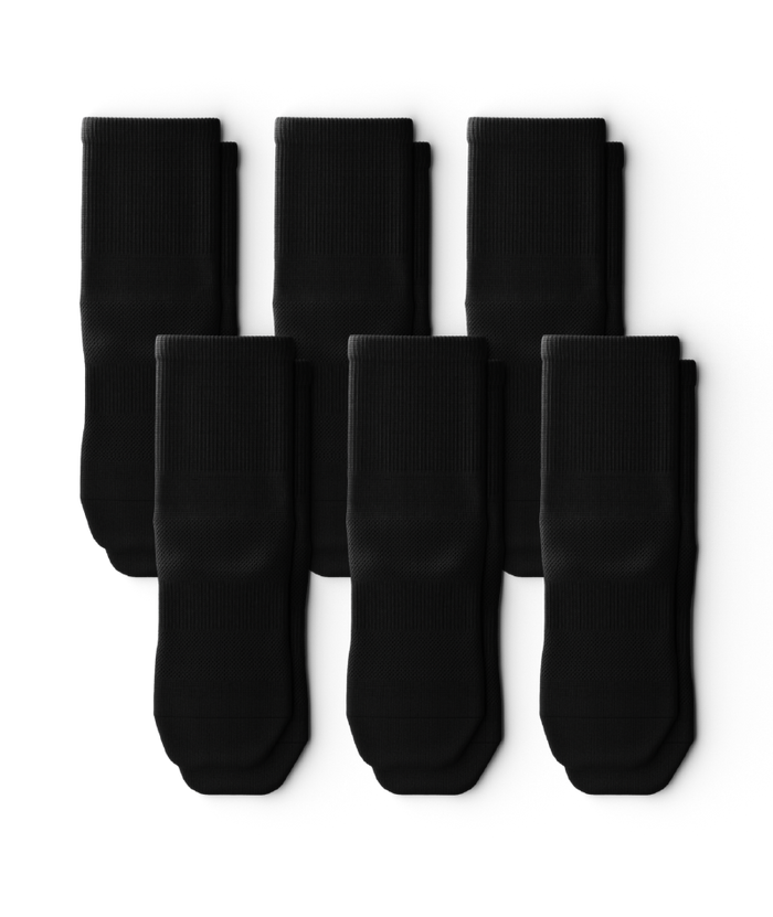 Flagship Black Athletic Quarter Socks V1 6-Pack