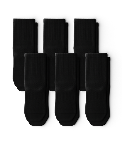 Flagship Black Athletic Quarter Socks V1 6-Pack