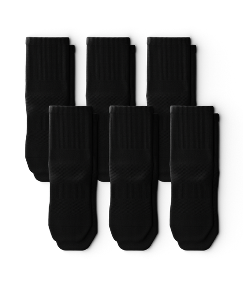 Flagship Black Athletic Quarter Socks V1 6-Pack