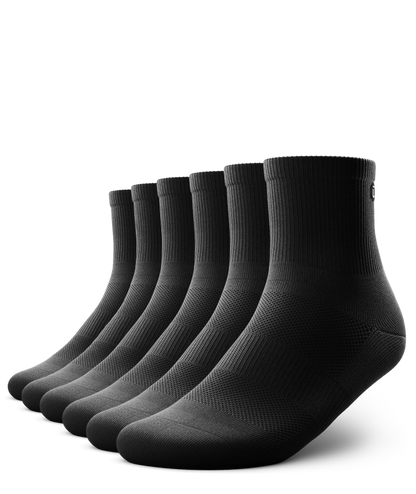 Flagship Black Athletic Quarter Socks V1 6-Pack