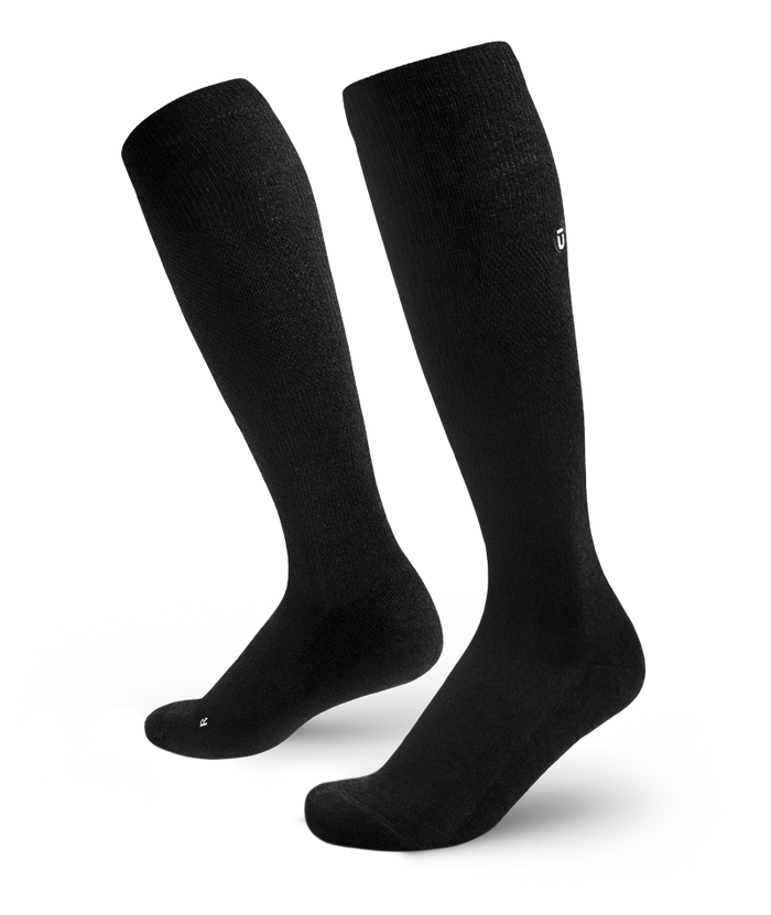 Flagship Black Merino Wool Knee High Compression Socks