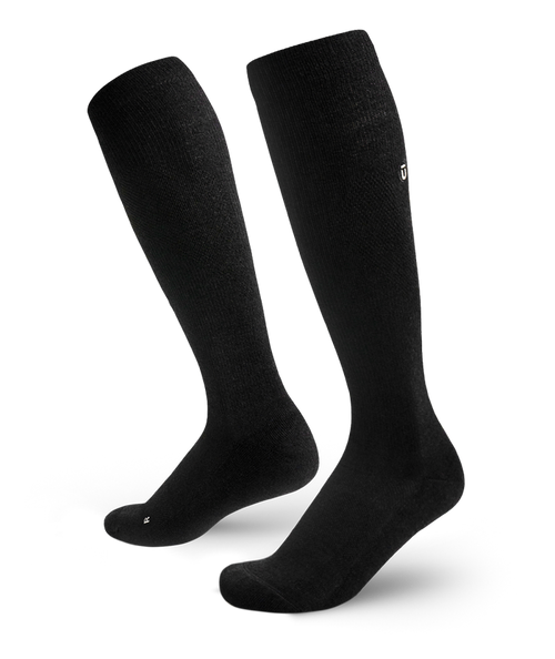 Flagship Black Merino Wool Knee High Compression Socks