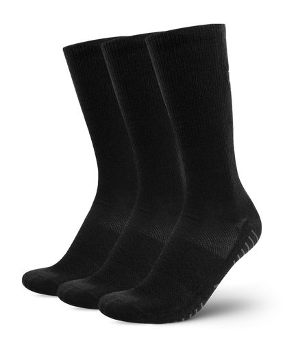 Flagship Black Merino Wool Lite Crew Socks 3-Pack