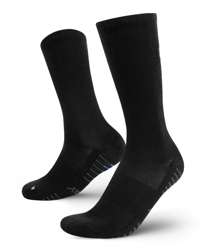 Flagship Black Merino Wool Lite Crew Socks