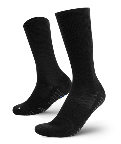 Flagship Black Merino Wool Lite Crew Socks