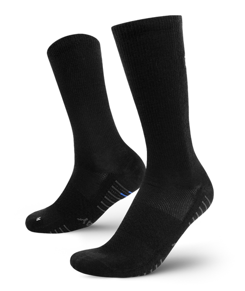 Flagship Black Merino Wool Lite Crew Socks