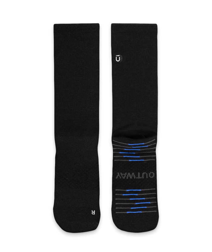 Flagship Black Merino Wool Lite Crew Socks