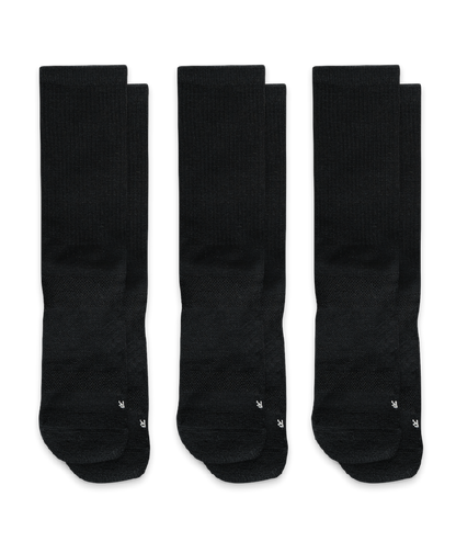 Flagship Black Merino Wool Midweight Crew Socks 3-Pack